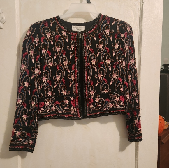 Adrianna Papell Other - Vintage black beaded jacket